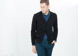 Hidden Placket Cardigan in Black