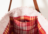 Woven Oversized Tote in Red Stripe